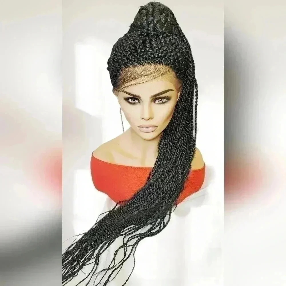 Braided lace wigs,  100% handmade NWOT,  long braids,  updo  half ponytail # 1